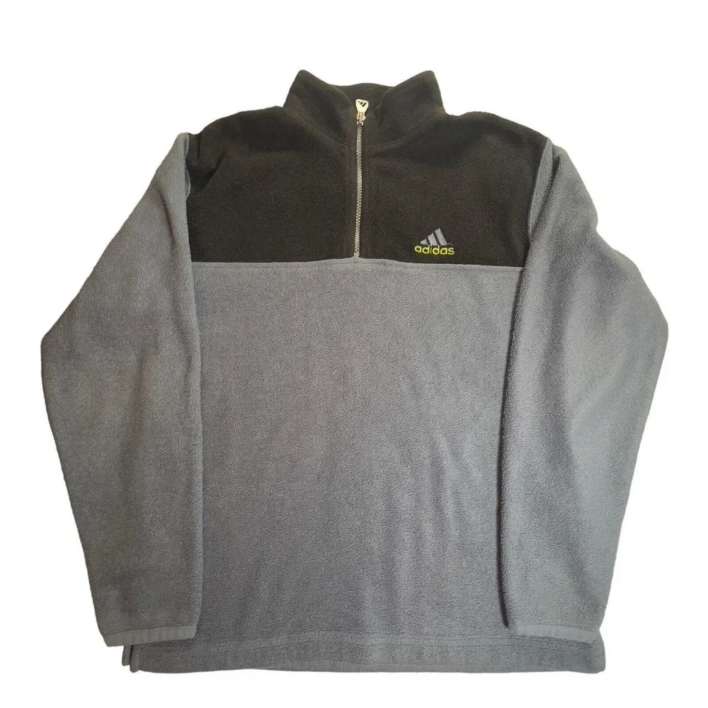 Adidas Gray Black Youth Fleece 1/4 Zip Size Large 14/16 Long Sleeve